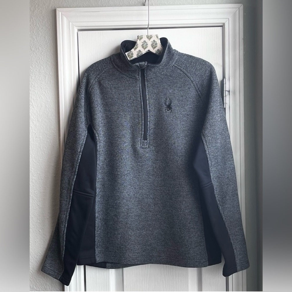 SPYDER Sweater Fleece Heather Gray and Black Half-Zip Pullover Men's Size L